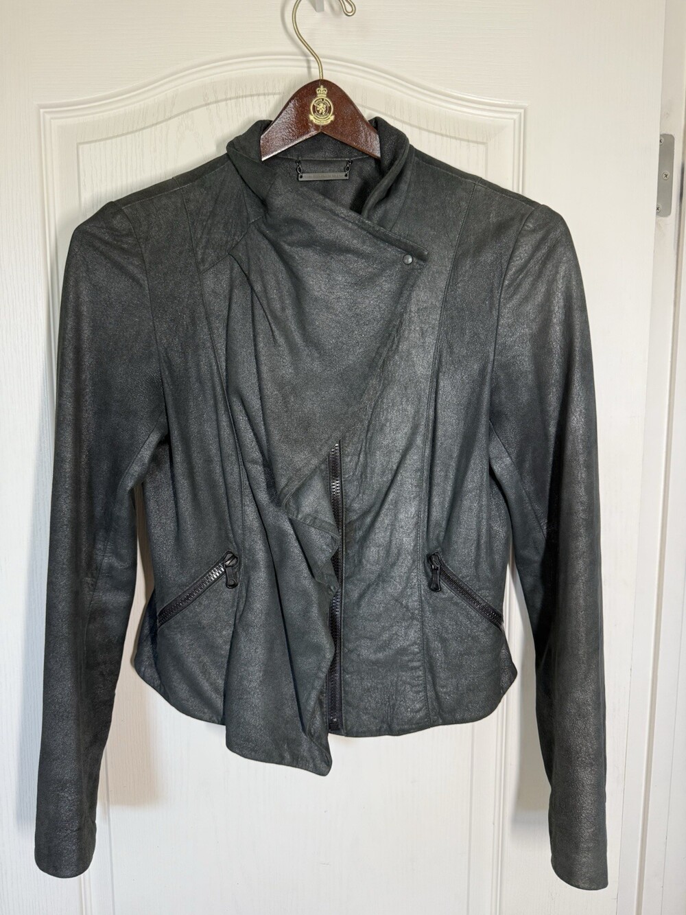 DVF Archival 2010 Patisserie Metallic Pewter Leather Jacket 8